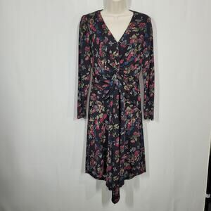 Lauren Ralph Lauren Long Sleeve Floral Surplice Jersey Dress 6